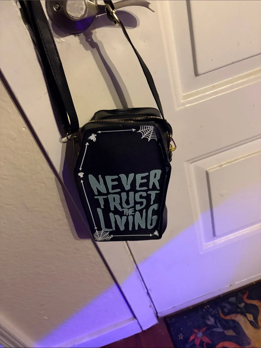 Never Trust The Living Coffin Wristlet Bag - Black